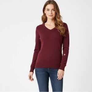 Fjallraven Sormland Sweater Womens SMALL Maroon Burgundy Wool Quality